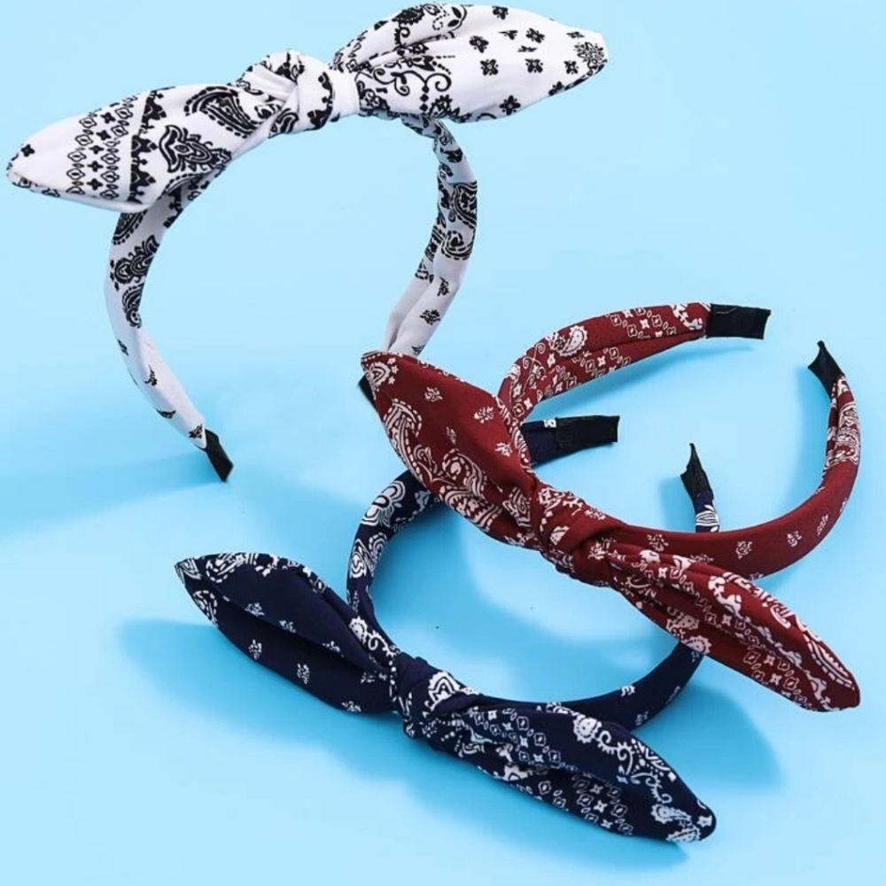 3pcs  Paisley Print Bow Decor Headband